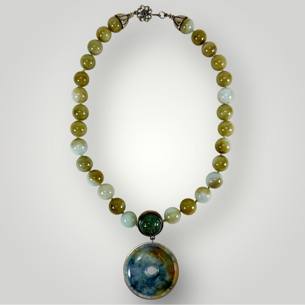 Sharon Meyer 7000 Designer Series Burma Nephrite Jade W/Sterling Silver Accents